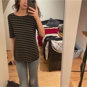 Black and White Striped Short Sleeve Top
